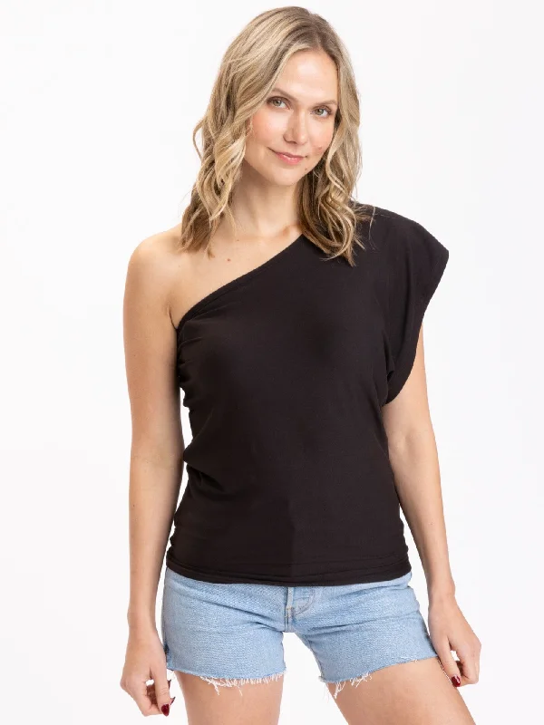 Shivani Luxe Jersey One-Shoulder Top