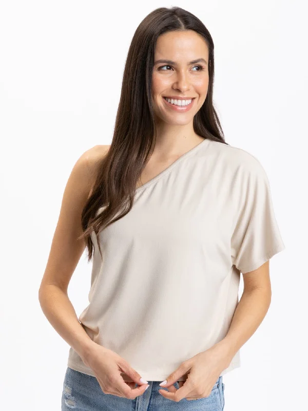 Shivani Luxe Jersey One-Shoulder Top