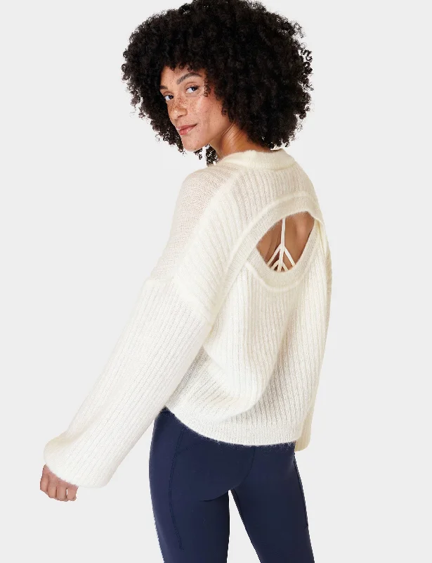 Hera Open Back Sweater - Lily White