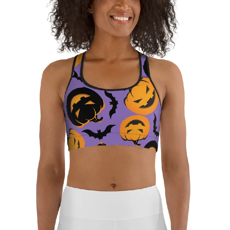 Bats and Jack O'Lanterns Sports Bra