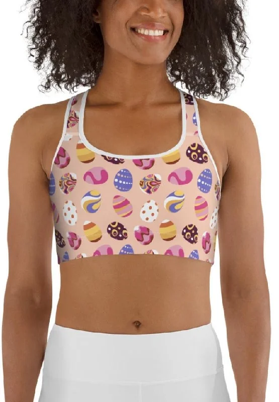 Fun Easter Eggs Pattern Sports Bra