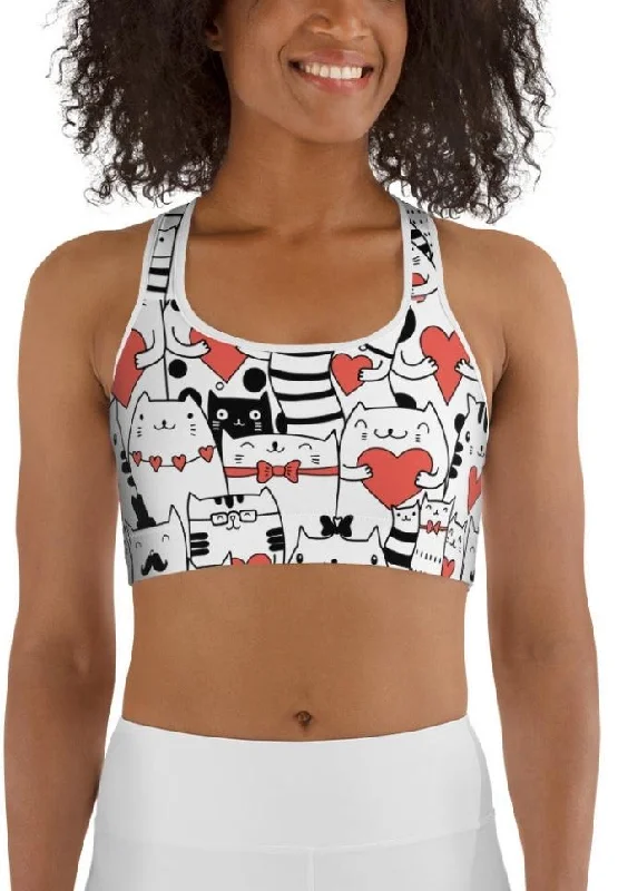 Kitties in Love Sports Bra