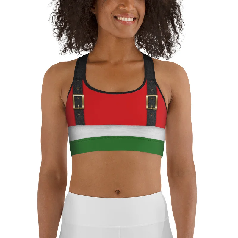 Santa Suspenders Sports Bra