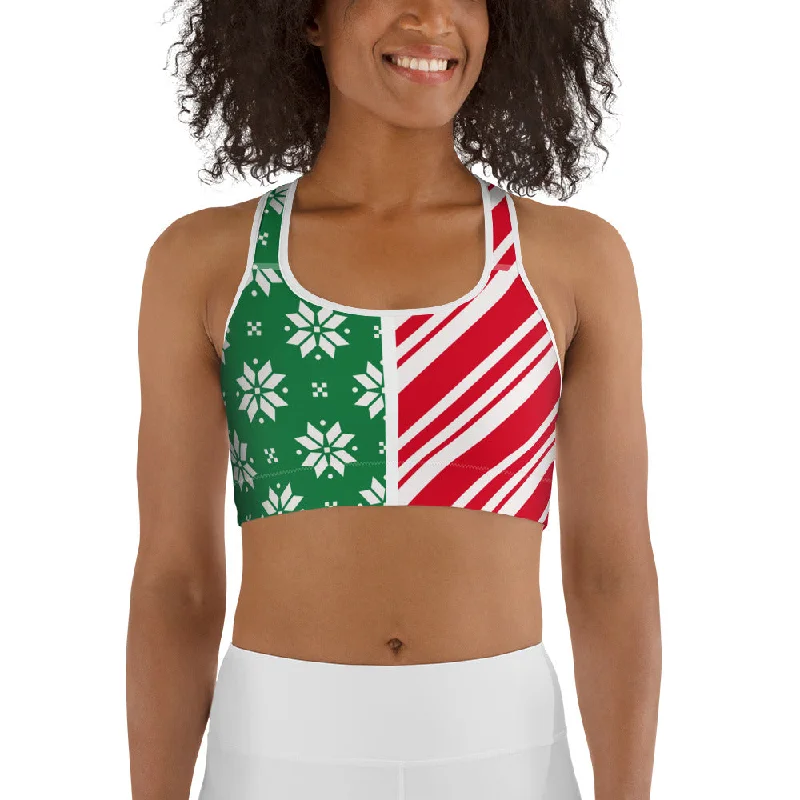 Two-Side Pattern Christmas Sports Bra