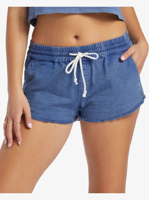 Scenic Route Elastic Waist Shorts - Bijou Blue