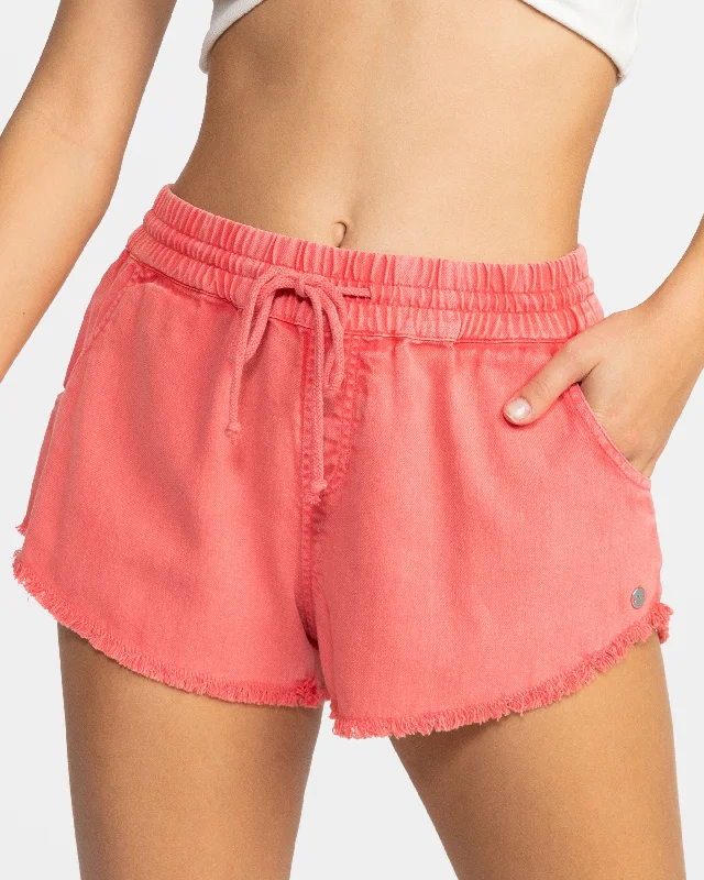 Scenic Route Elastic Waist Shorts - Hibiscus